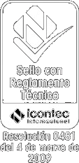 Sello con Reglamento Técnico Icontec Internacional · Resolución 0481 del 4 de marzo de 2009